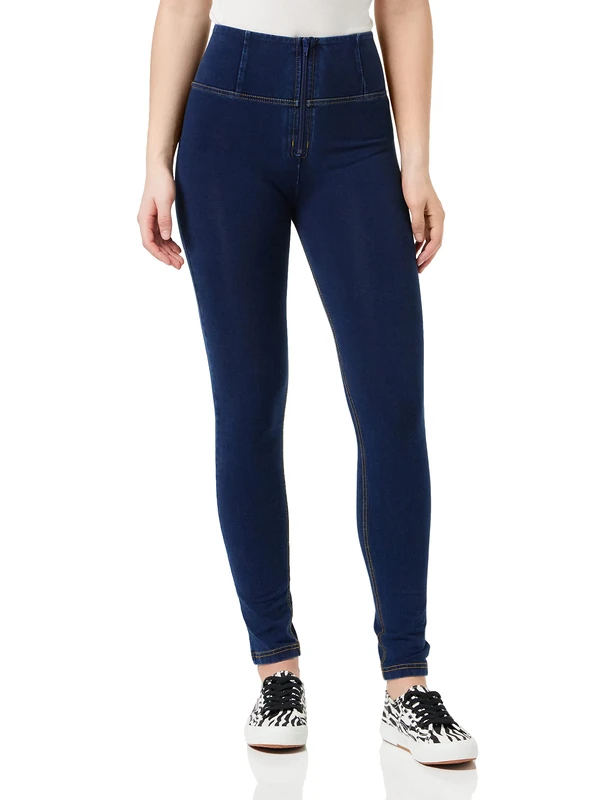 Freddy WR.UP® high-Rise Skinny-fit Trousers in Stretch Denim - Dark Jeans-Yellow Seam - Extra Small