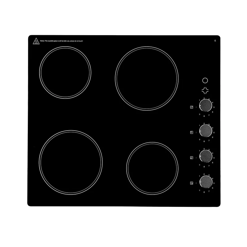 SIA CERH62BL 60cm Black Electric Ceramic Hob, 4 Cooking Zones, Dial Controls, 9 Power Levels, 2 Years Parts and Labour Guarantee