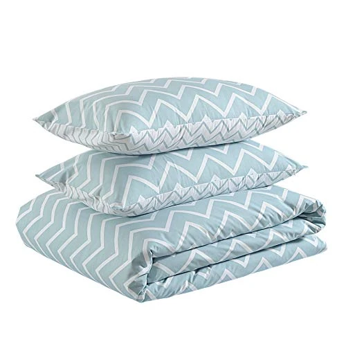 Amazon Basics Cotton Light Duvet Cover Set - 260 x 220 cm / 50 x 80 cm, Low Chevron