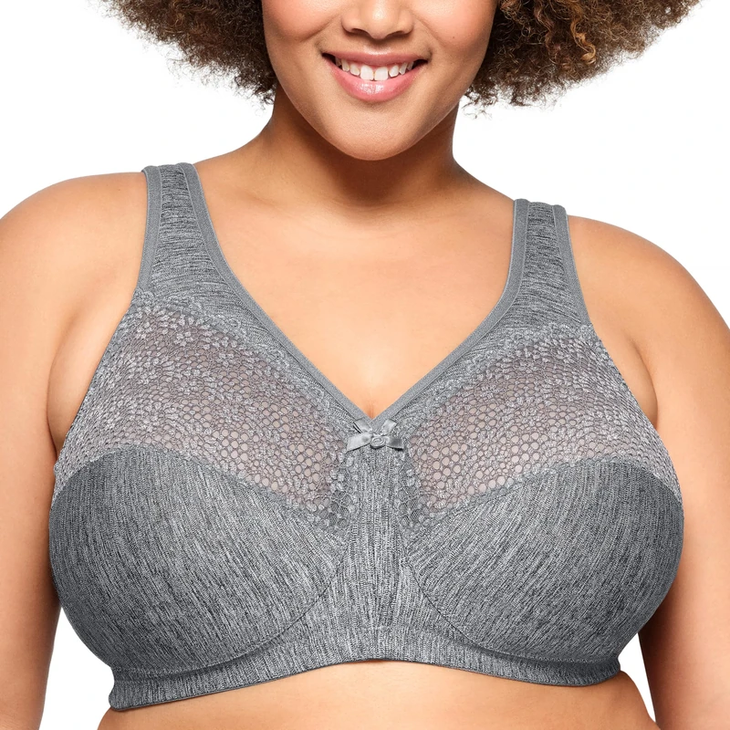 Glamorise MagicLift Moisture Control Wirefree Bra 1064 (Women's & Women's Plus) Gray Heather