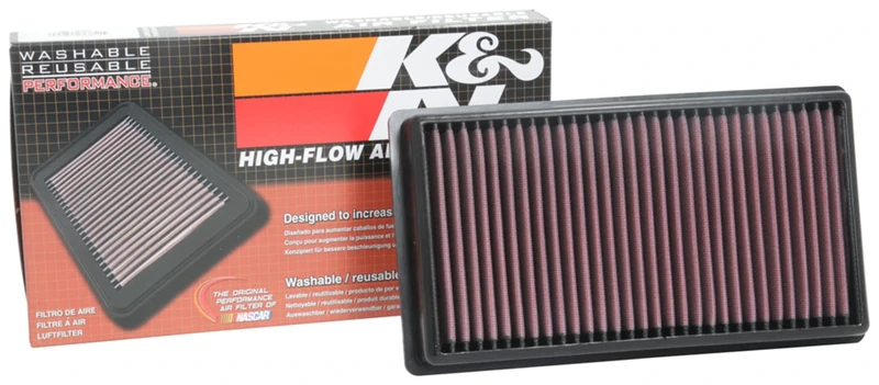 K&N Replacement air filter compatible with Citroën C4 Picasso/C5 aircross/Jumpy/Spacetourer & Peugeot 308/3008/508/5008/Expert/Traveller & Toyota ProAce 2.0 Diesel 2015- (33-3122), Red