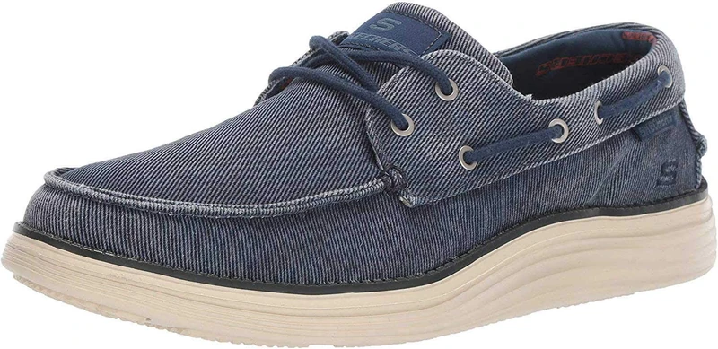 Skechers Men's Status 2.0- Lorano Boat Shoes, Navy Canvas, 8 UK