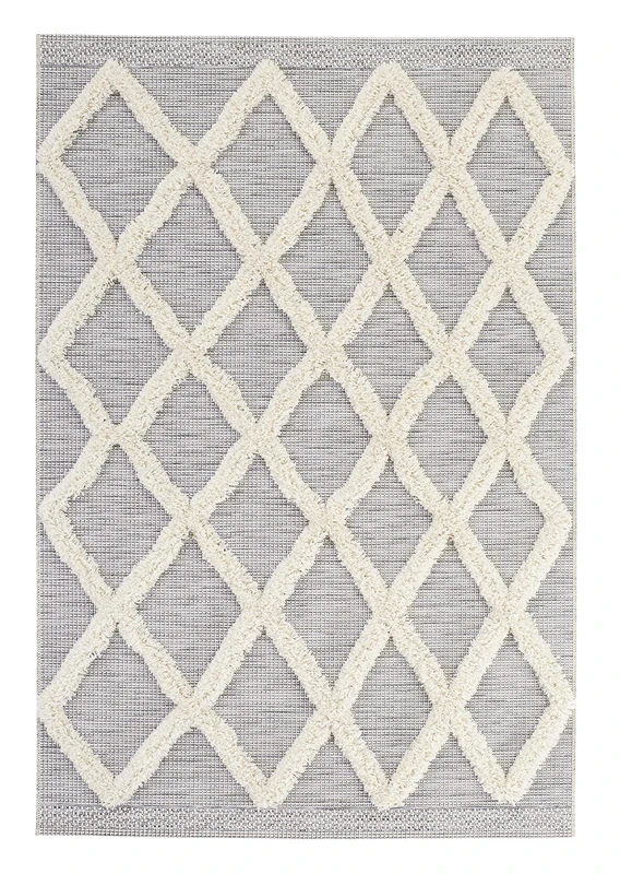 Mint Rugs Indoor and Outdoor Vintage Handira Ayoun Rug 155 x 230 cm Cream Grey
