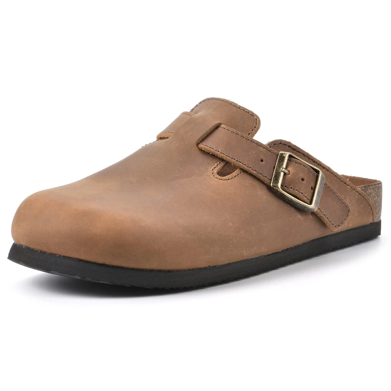White Mountain Shoes Bari Leather Footbeds Clog, Whiskey/Leather, 7 UK
