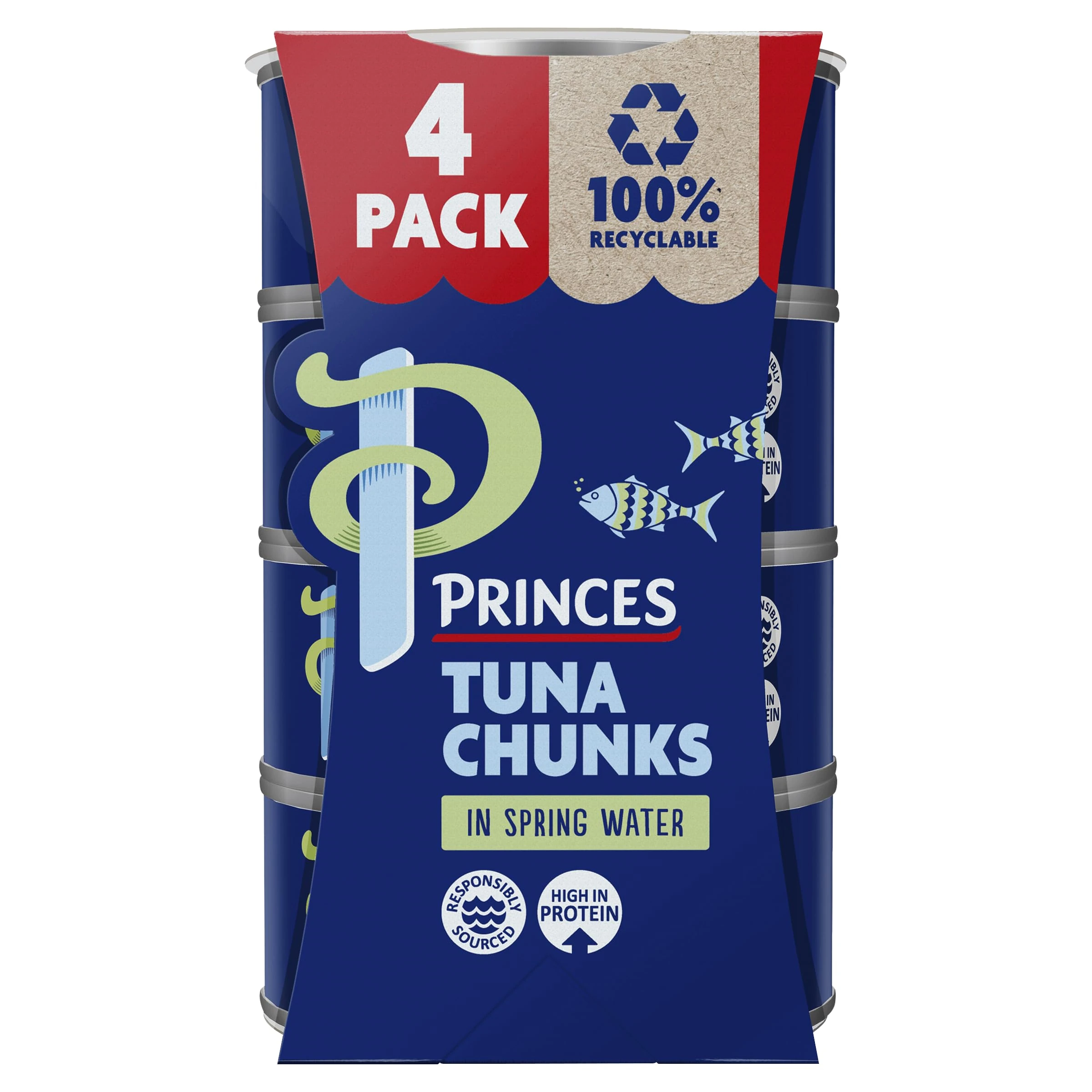 Princes Tuna Chunks in Spring Water, 145 g (Pack of 4)