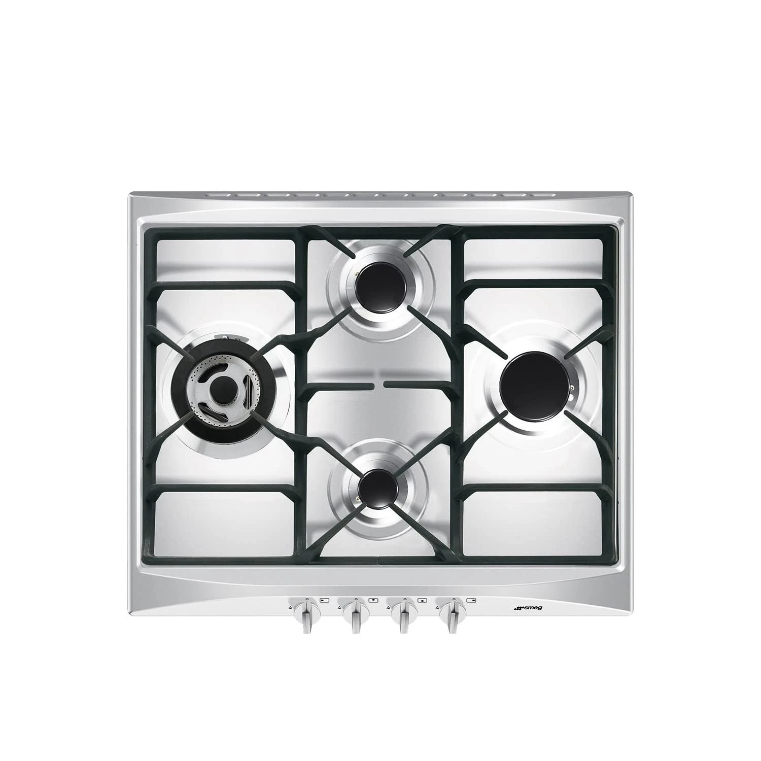 Smeg Cucina 60cm 4 Burner Gas Hob with Wok Burner - Stainless Steel