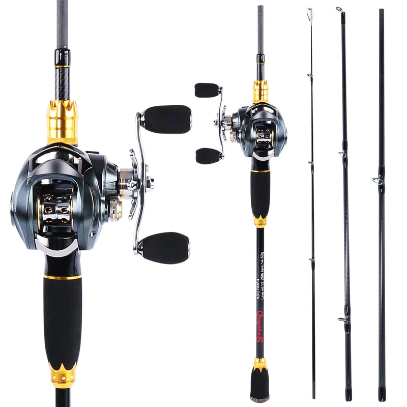Sougayilang Fishing Rod and Reel Combos,24-Ton Carbon Fiber Fishing Poles with Baitcasting Reel,11+1 Ball Bearings for Travel Freshwater