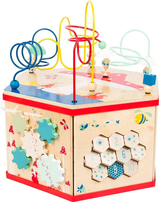 small foot 11051 XL Motor Activity Cube "Move it!, made of FSC® 100%-certified wood, motor activities on 7 play surfaces