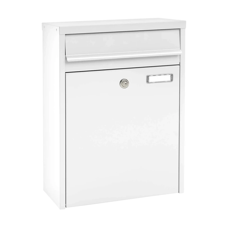 MEFA 350010DE Piano 350 Letterbox with Name Plate (Colour White, with Safety Lock, Size 475 x 345 x 175 mm)