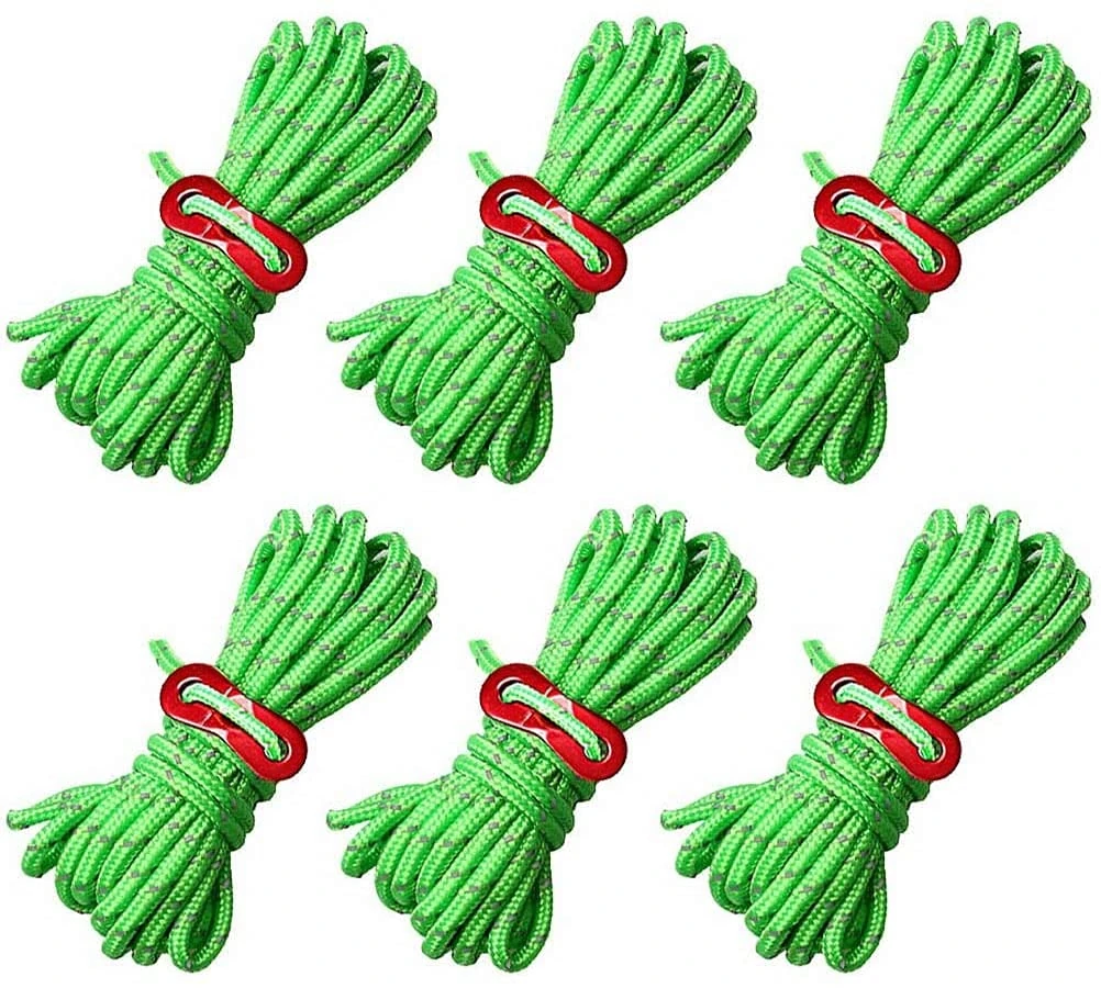nuosen Guy Ropes, 6 Pack 4mm Tent Guy Line 13 Feet Reflective Cord Guy Line Tent Guide Rope for Awning Camping Guy Ropes, 6 Pack 4mm Tent Guy Line 13 Feet Reflective Cord Guy Line Tent Guide R