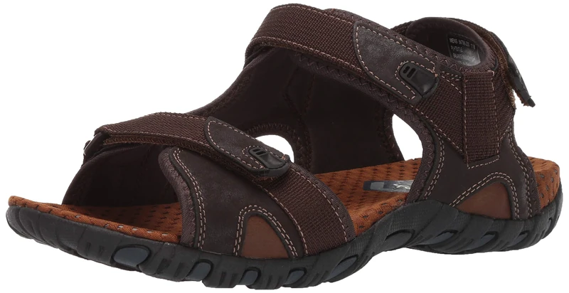 Nunn Bush Men's Rio Bravo Three Strap Outdoor Sport River Sandal with Hook and Loop Closure, Brown, 7 UK