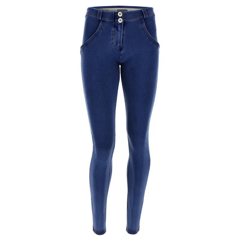FREDDY WR.UP® Regular-Rise Skinny-fit Trousers in Dark Denim - Dark Jeans-Yellow Seam - Extra Small