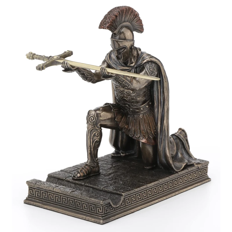 Roman Commander Kneeling Letter Opener/Pen Holder Bronze Finish Statue
