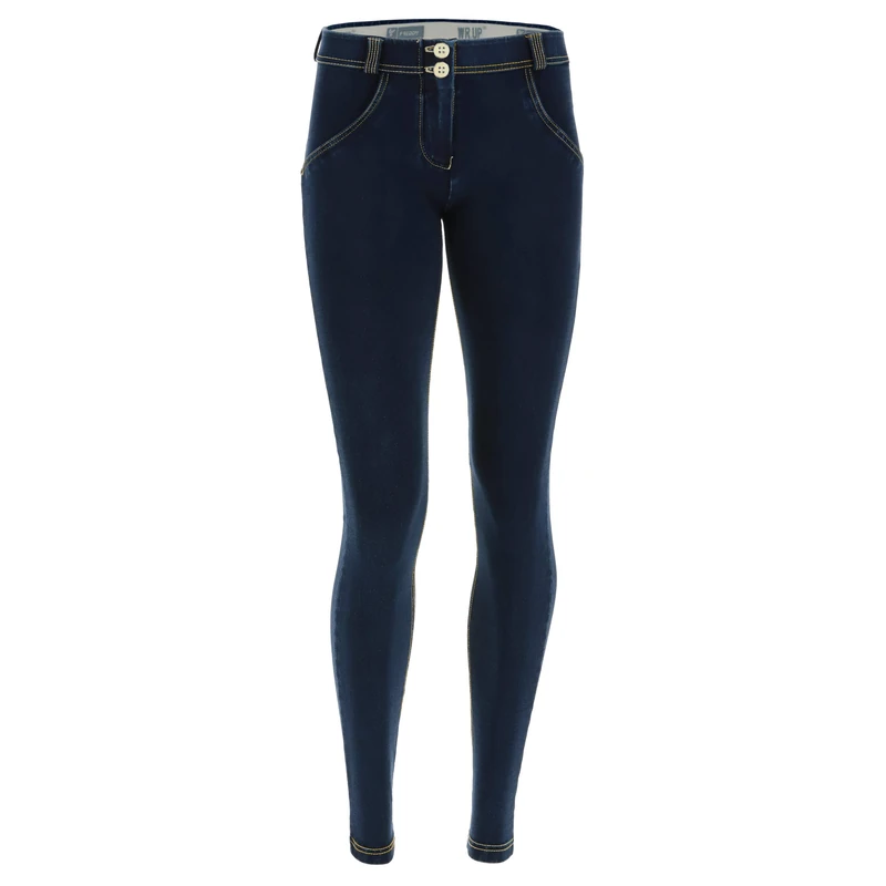 FREDDY WR.UP® Regular-Rise Skinny-fit Trousers in Dark Denim - Dark Jeans-Yellow Seam - Large