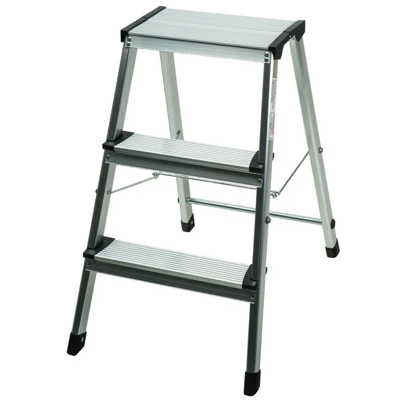 WerkaPro 10426 – 3 steps – Foldable – Height 67.5 cm – Non-slip steps – Maximum load: 150 kg – Equipped with non-slip pads on each foot.
