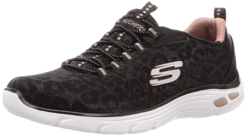 Skechers Women's Empire D'lux-spotted Trainers, Black Black Rose Gold Bkrg, 3 UK