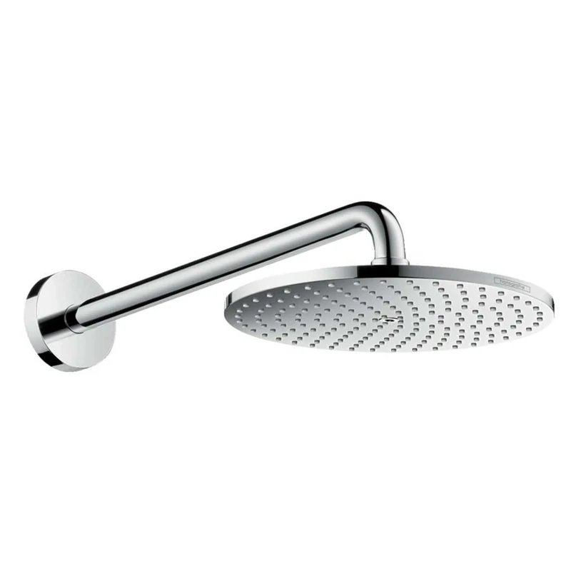 hansgrohe Raindance S - head shower with shower arm, shower head round (⌀ 240 mm), rainfall shower head 1 spray for wall mounting, anti-limescale, chrome, 27607000