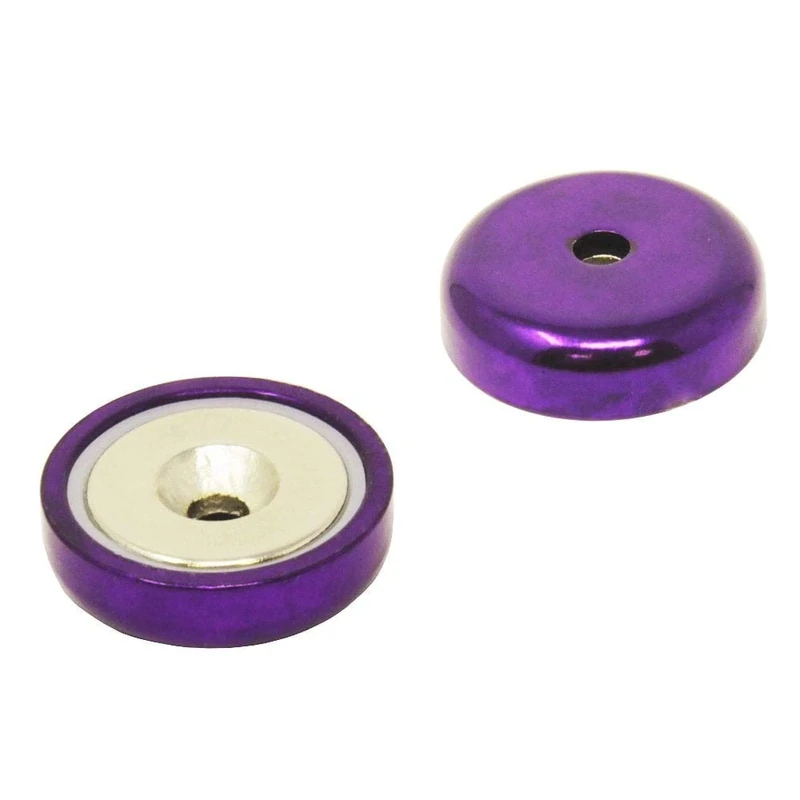Purple A Type Neodymium Pot Magnet for Arts, Crafts, Model Making, DIY, Hobbies, Office, and Home - 32mm dia - Pack of 80