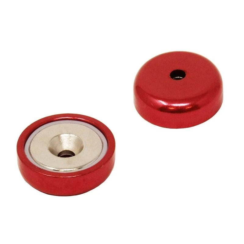 FIRST4MAGNETS NPA25(RE)-80 25mm Dia A Type Neodymium Pot Magnet - Red (Pack of 80) - Image 1
