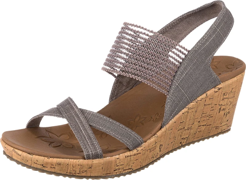 Skechers Women's Beverlee High Tea Sandal,Mauve Sparkle Linen Gore Trim,5 UK