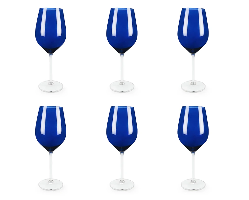 Excelsa Cobalto Set of 6 Wine Glasses, Glass, Blue