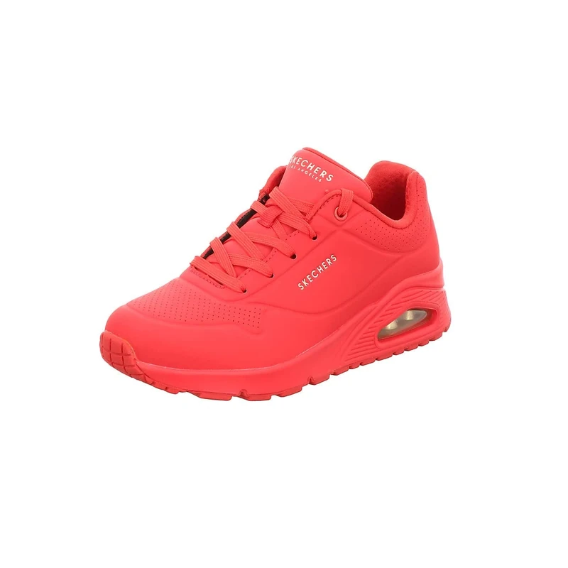 Skechers Women's Uno Stand On Air Trainers, Red Durabuck/ Mesh, 3.5 UK