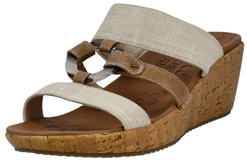 Skechers Women's Beverlee-sail Away Wedge Sandal, Natural, 5 UK