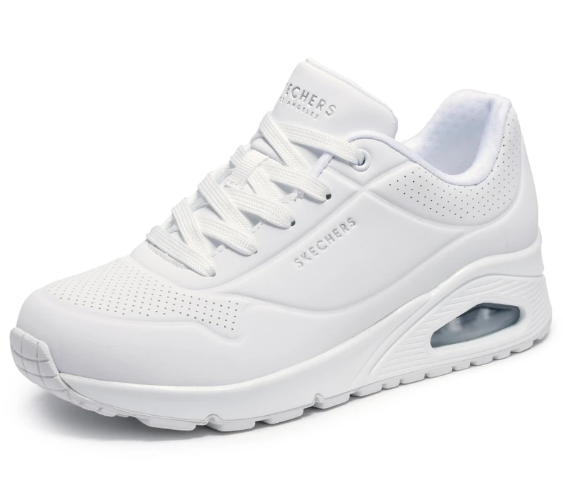Skechers Women's Uno Stand on Air Sneaker, White With Rubber Sole, 2.5 UK