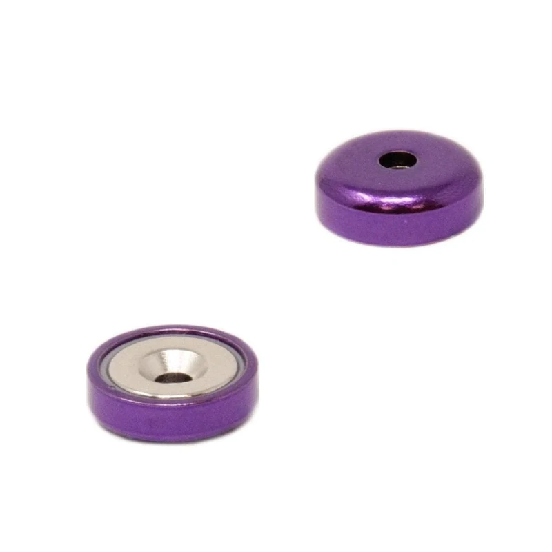 Purple A Type Neodymium Pot Magnet for Arts, Crafts, Model Making, DIY, Hobbies, Office, and Home - 16mm dia - Pack of 40