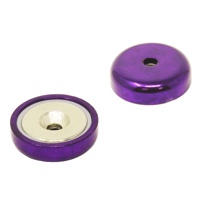 Purple A Type Neodymium Pot Magnet for Arts, Crafts, Model Making, DIY, Hobbies, Office, and Home - 32mm dia - Pack of 40