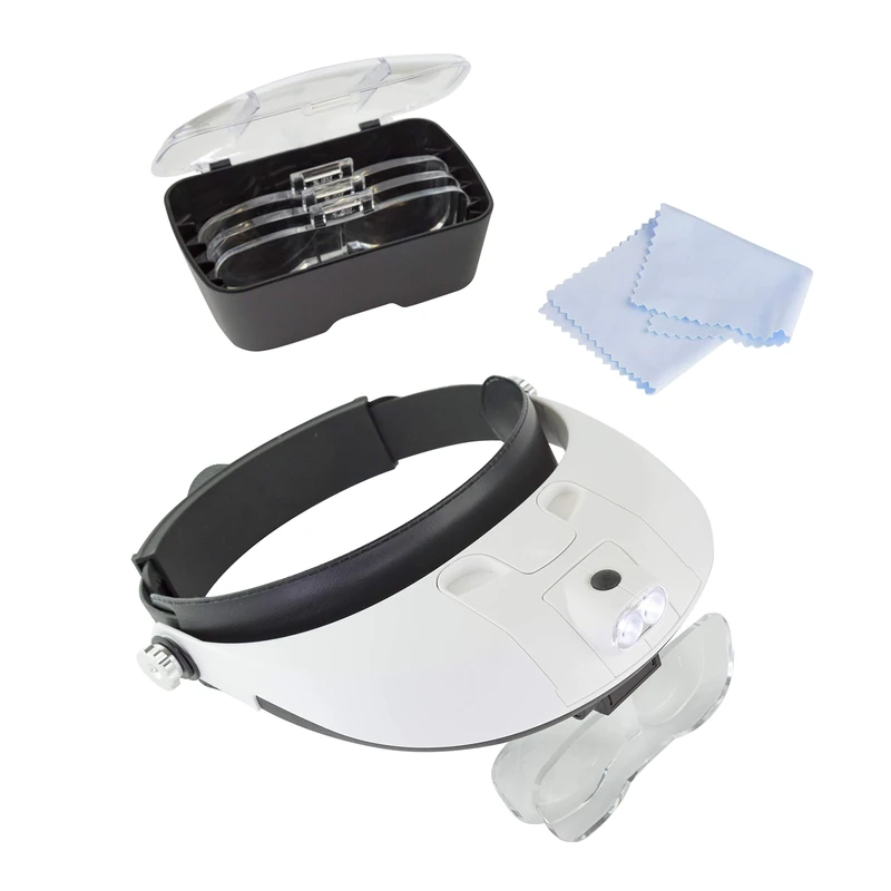 Lightcraft LC1766 Pro LED Magnifier Headband with Bi-Plate Magnification, White, 7.0 cm*28.0 cm*22.5 cm - Image 1