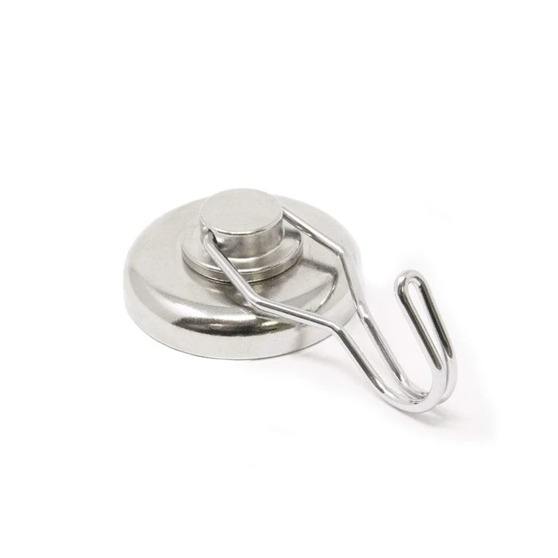 FIRST4MAGNETS NPS40-10 40mm Dia Neodymium Pot Magnet with Swivel Hook (Pack of 10), Nickel