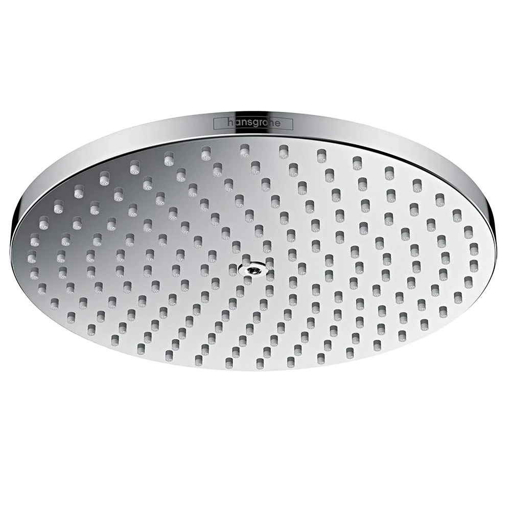hansgrohe Raindance S - head shower, shower head (240 mm), rainfall shower head 1 spray (PowderRain) for wall or ceiling mounting, anti-limescale, chrome, 27623000