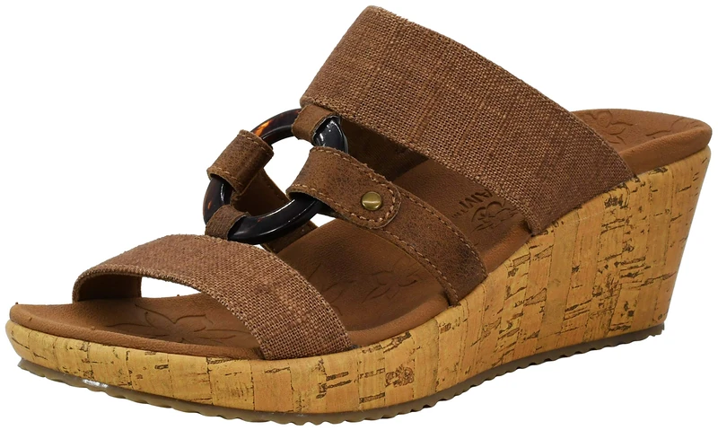 Skechers Women's Beverlee-Tiger Posse-Bohemian Embroidered Multe-Strap Wedge Sandal