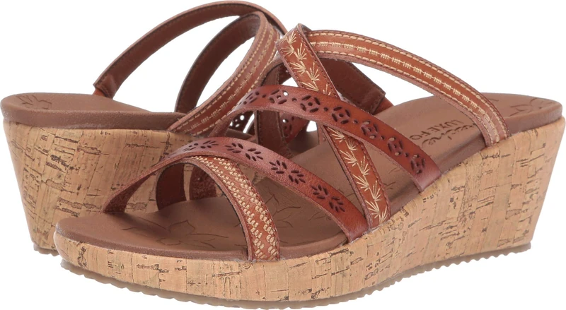 Skechers Women's Beverlee Tiger Posse Sandal, Luggage Duraleather, 7 UK