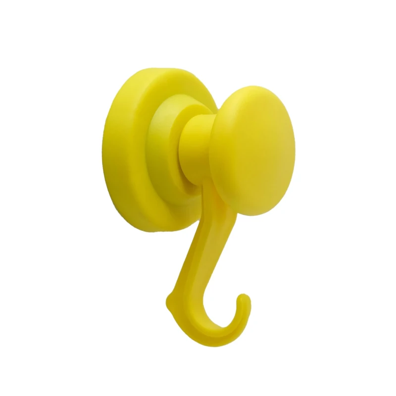 Yellow Rubber Coated Neodymium Magnet with Swivel Hook for Holding Rope, Wires and Clothing - 43mm dia (Pack of 20)