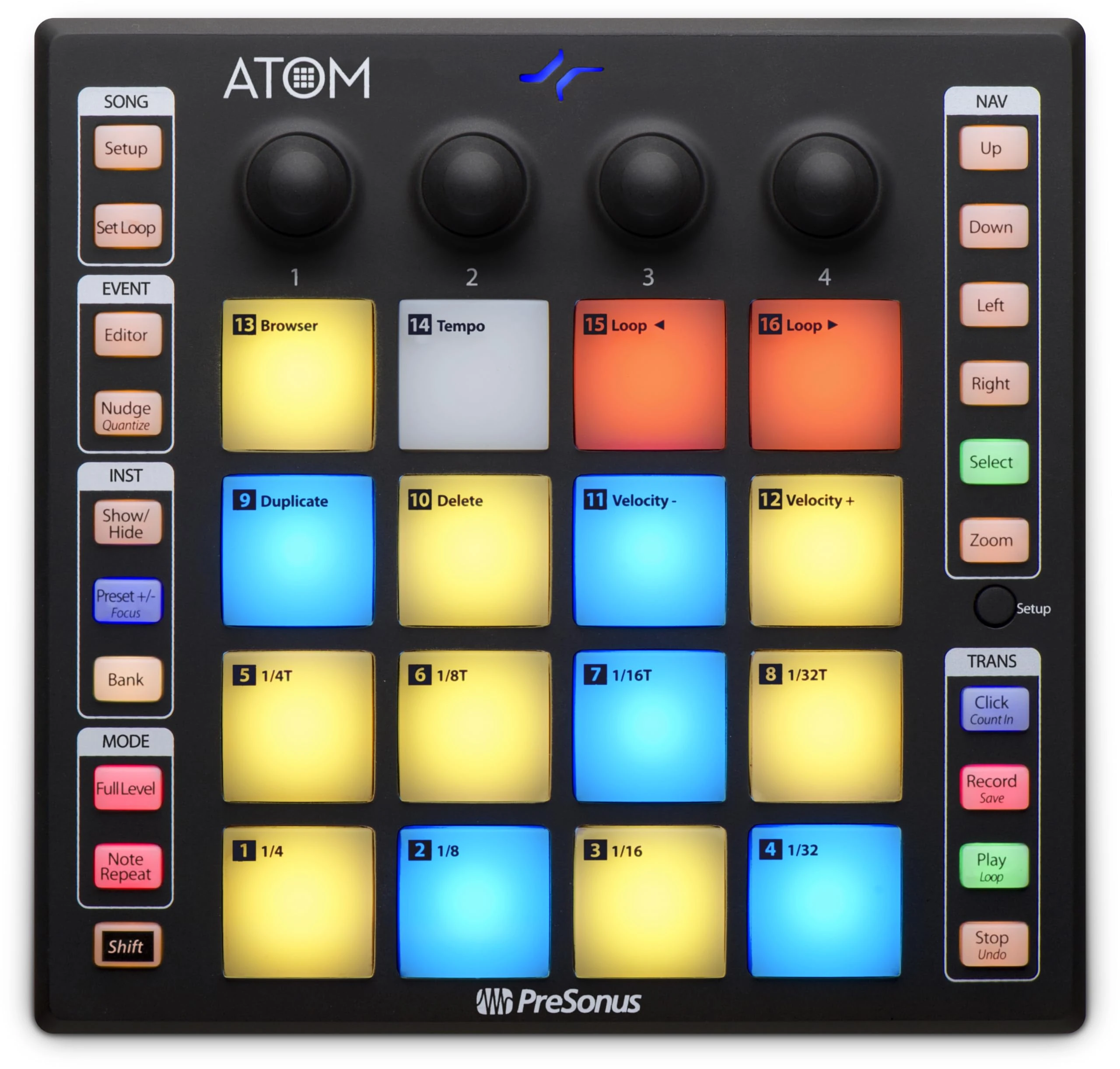 PreSonus ATOM, MIDI Controller, Music Production and Performance Pad Controller With Studio One Artist, Ableton Live Lite and Studio Magic Recording Software Bundle