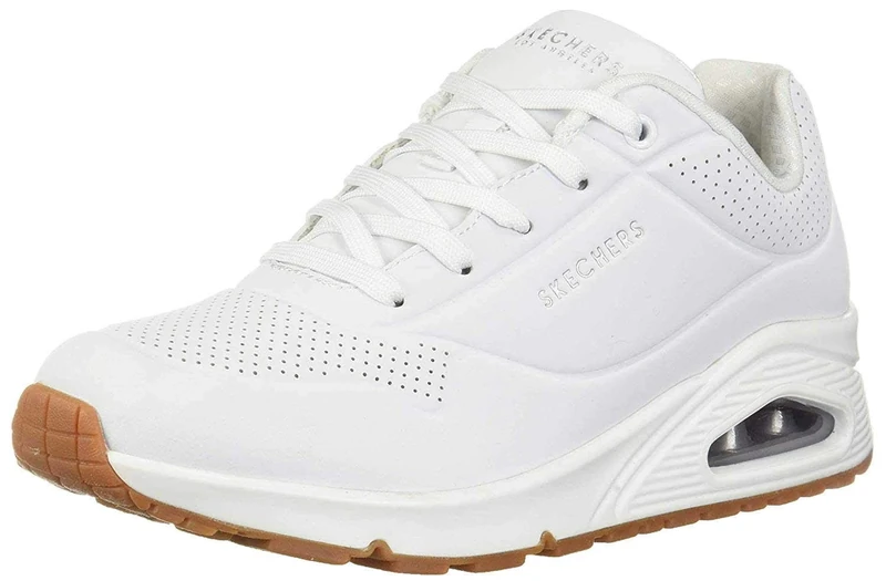 Skechers Women's Uno Stand on Air Sneaker, White With Rubber Sole, 4.5 UK