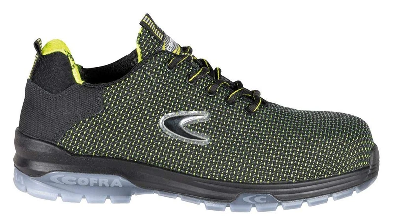 Cofra 20320-000.W42 REVIVAL S3 SRC Safety Shoes, Black/Yellow, Size 8