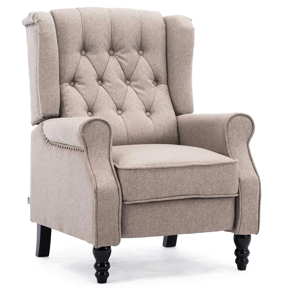 More4Homes ALTHORPE WING BACK FIRESIDE RECLINER FABRIC BONDED LEATHER OCCASIONAL ARMCHAIR SOFA CHAIR (Pumice, Linen)