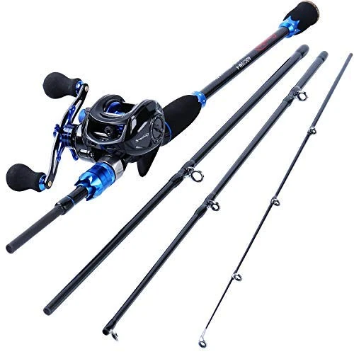 Sougayilang Fishing Reel and Rod Combos,24-Ton Carbon Fiber Fishing Poles with Baitcasting Reel,7.0:1 Gear for Travel Freshwater