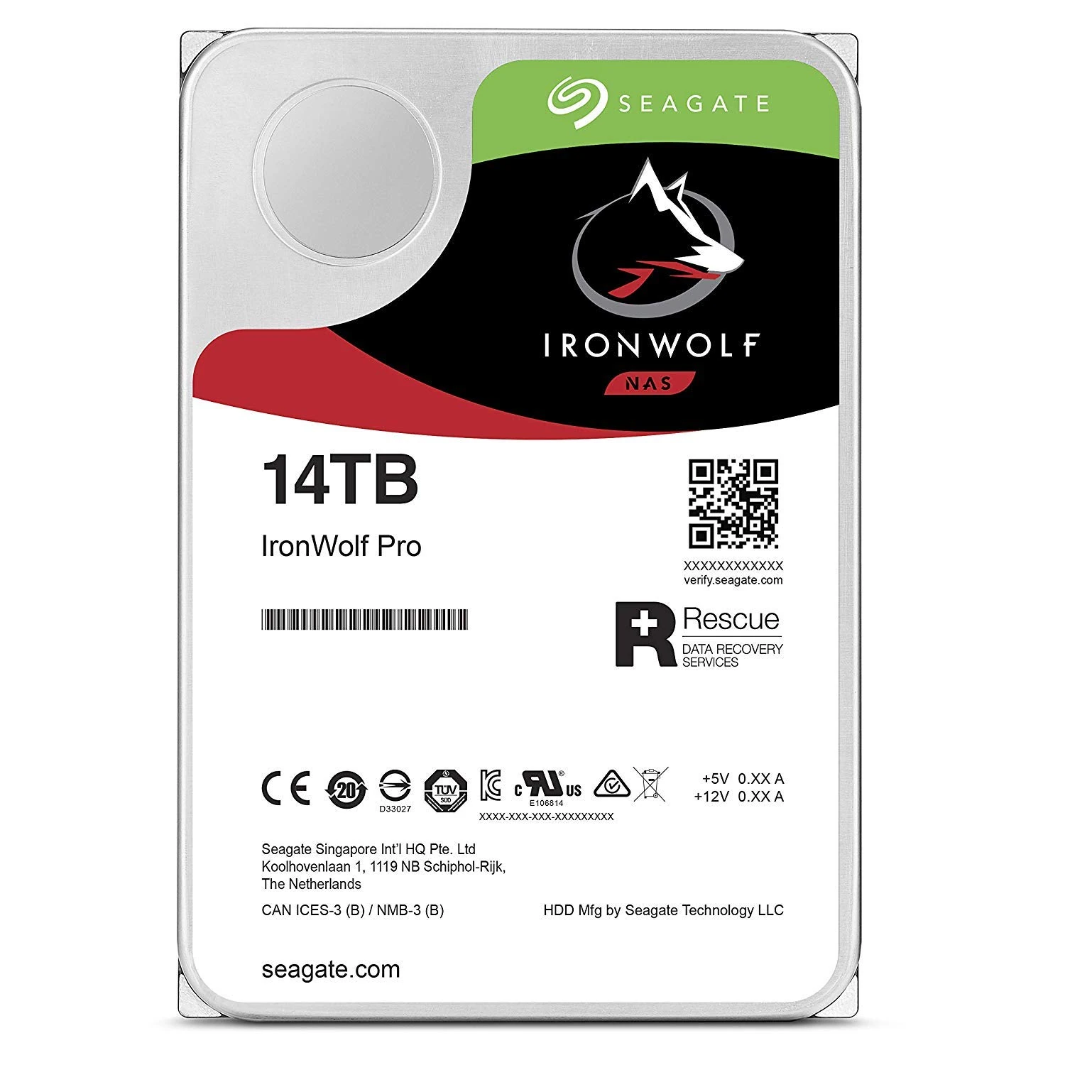 Seagate IronWolf Pro 14 TB NAS RAID Internal Hard Drive - 7,200 RPM SATA 6 Gb/s 3.5-inch (ST14000NE0008)