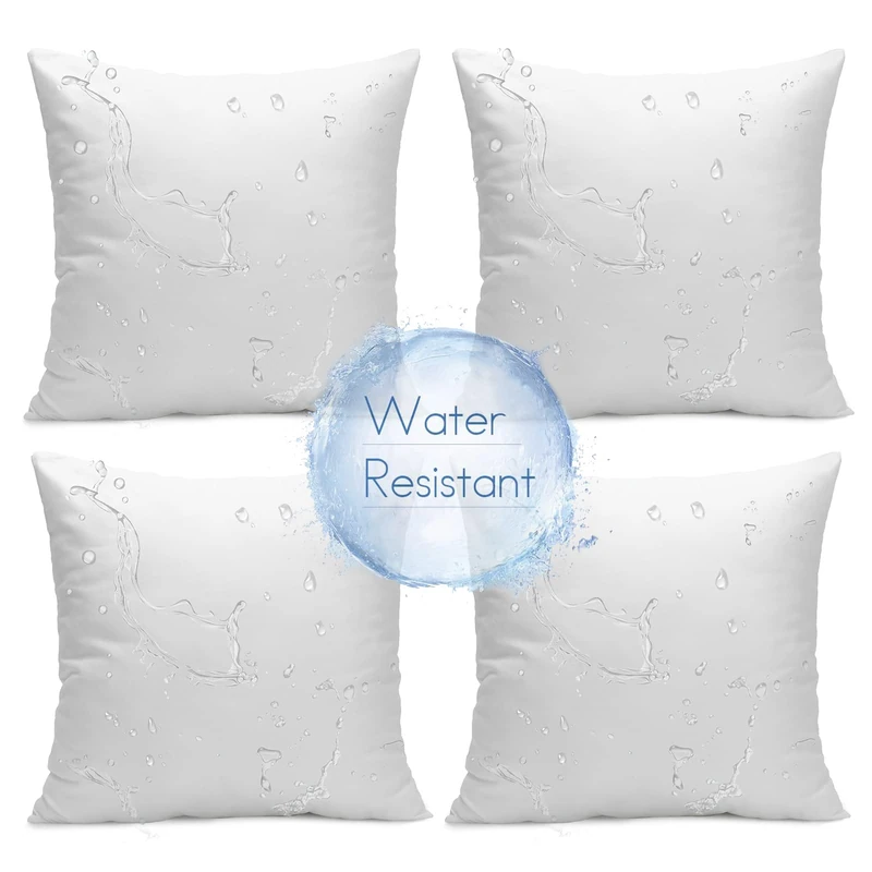 Ashler 20 x 20 Outdoor Pillows, Waterproof Inserts Set of 4 Water Resistant Throw Pillow Inserts, Hypoallergenic Pillows for Patio, Bench, Garden, Indoor Outdoor Summer Decorative Made in USA