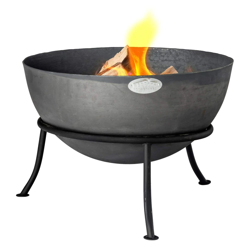 Harbour Housewares 60cm Cast Iron Fire Pit - Outdoor Garden Fire Bowl Frazier Garden Patio Heater Stove for Wood Logs, Charcoal Burning, BBQ, Camping Firepit - Image 1