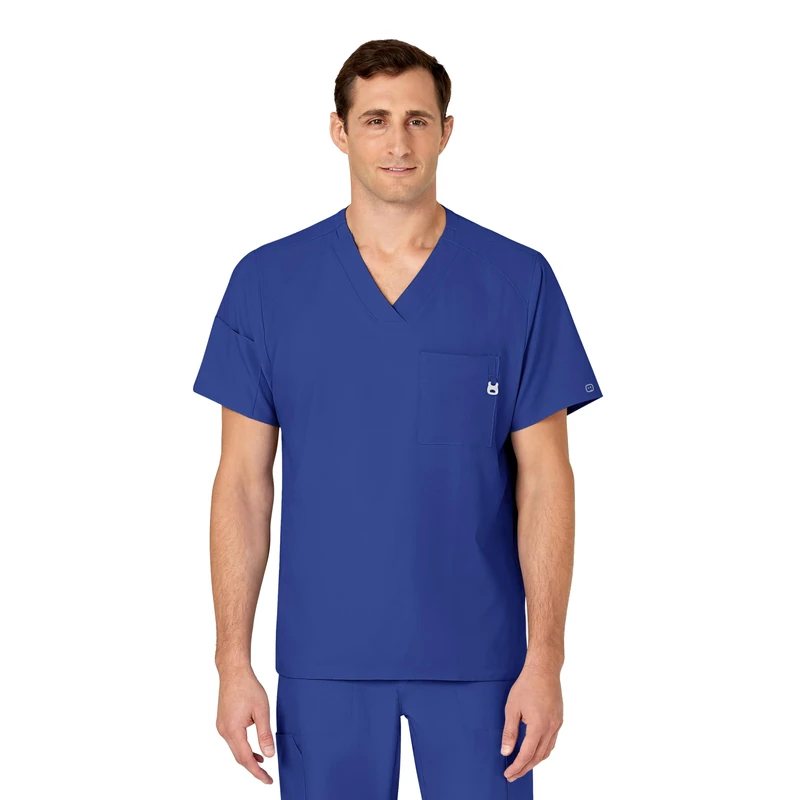 WonderWink 6355AGALALG W123 Men's V-Neck Top, Galaxy Blue, Standard-L Size
