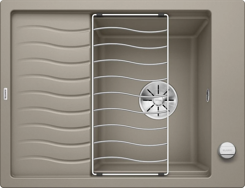 BLANCO Elon 45 S | SILGRANIT Sink in Tartufo | Installation Type: Inset Installation from Above | Reversible | for 45 cm Wide Base cabinets | Large Bowl | Easy-Care Surface | [65x50x20.2 cm]