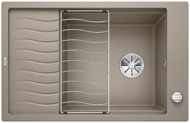 BLANCO Elon XL 6 S | SILGRANIT Sink in Tartufo | Installation Type: Inset Installation from Above | Reversible | for 60 cm Wide Base cabinets | Large Bowl | Easy-Care Surface | [78x50x20.2 cm]