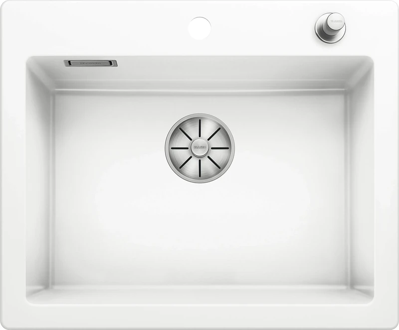 BLANCO PALONA 6 | Ceramic in Glossy Crystal White | Installation Type: Inset Installation from Above | for 60 cm Wide Base cabinets | Spacious Bowl Volume | Easy-Care Surface | [61.5x51x21 cm]