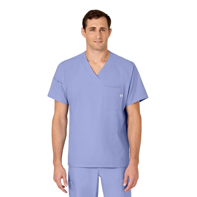 WonderWink 6355XCEIL3XL W123 Men's V-Neck Top, Ceil Blue, Extended-3XL Size