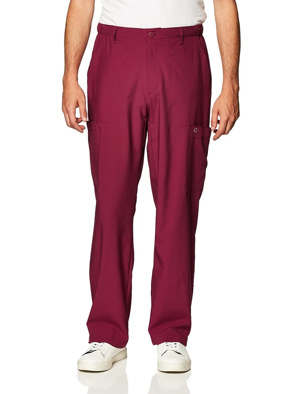 WonderWink 5355XWINE2XL W123 Men's Flat Front Cargo Pocket Pant, Wine, Extended-2XL Size - Image 1